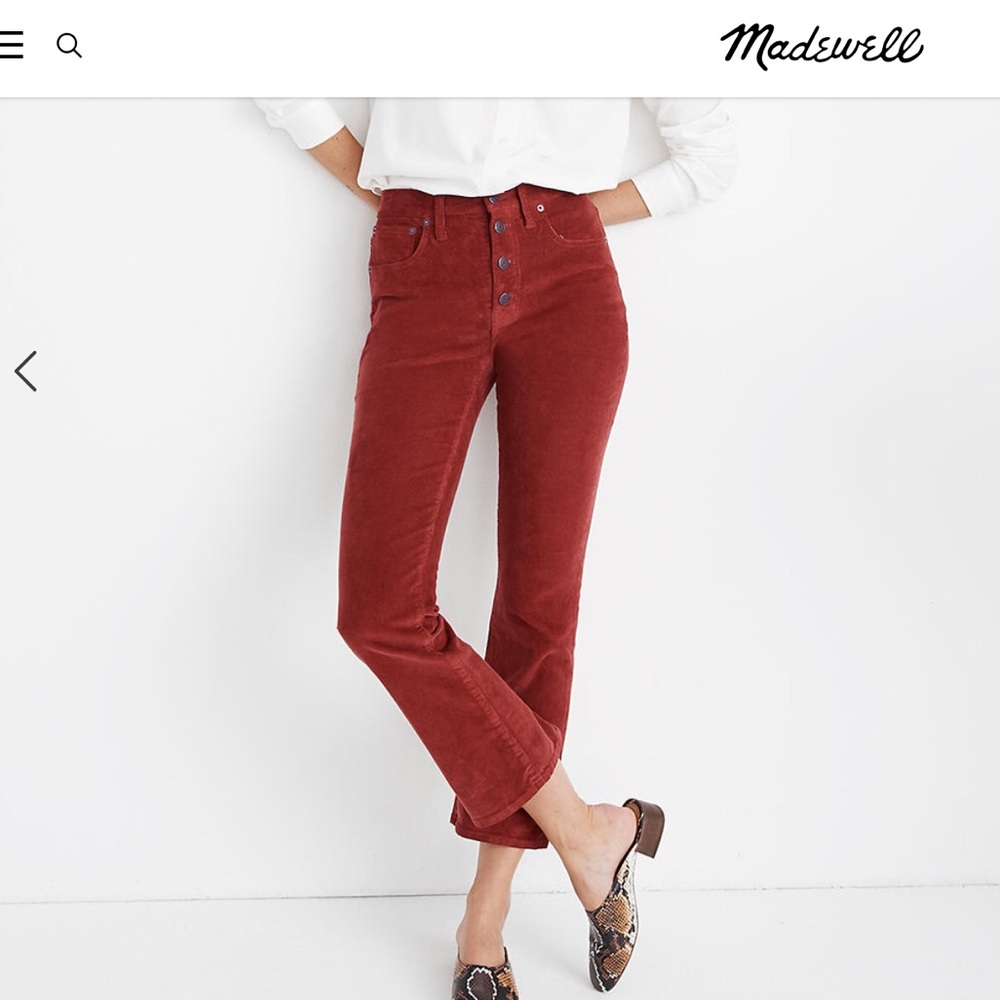 NWOT Madewell Cali Demi Boot Red Corduroys - 23